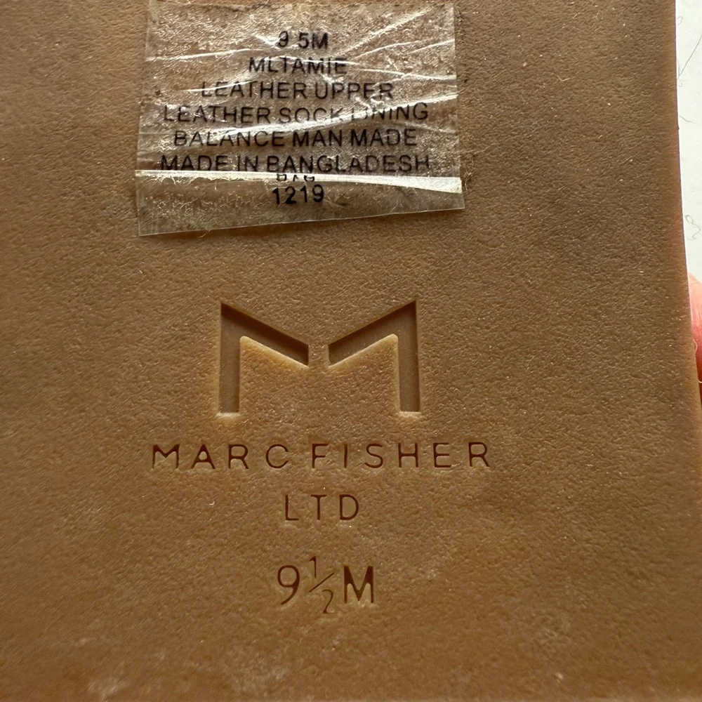 Marc Fisher Leather Nude Tan Studded Espadrille Slide